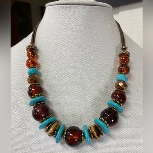 Neutral tone glass bead necklace